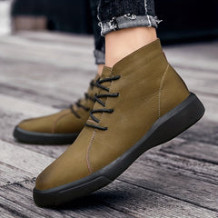 Men's Comfort Casual Round Toe Ankle Boots Outdoor High Top Shoes