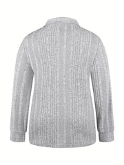 Ribbed Long Sleeve Knit Top with Zipper