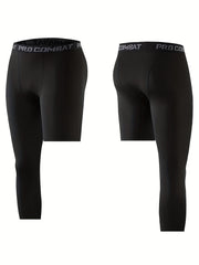 Men's Asymmetric Compression Pants 3pcs Set Quick Dry Leggings for Fitness