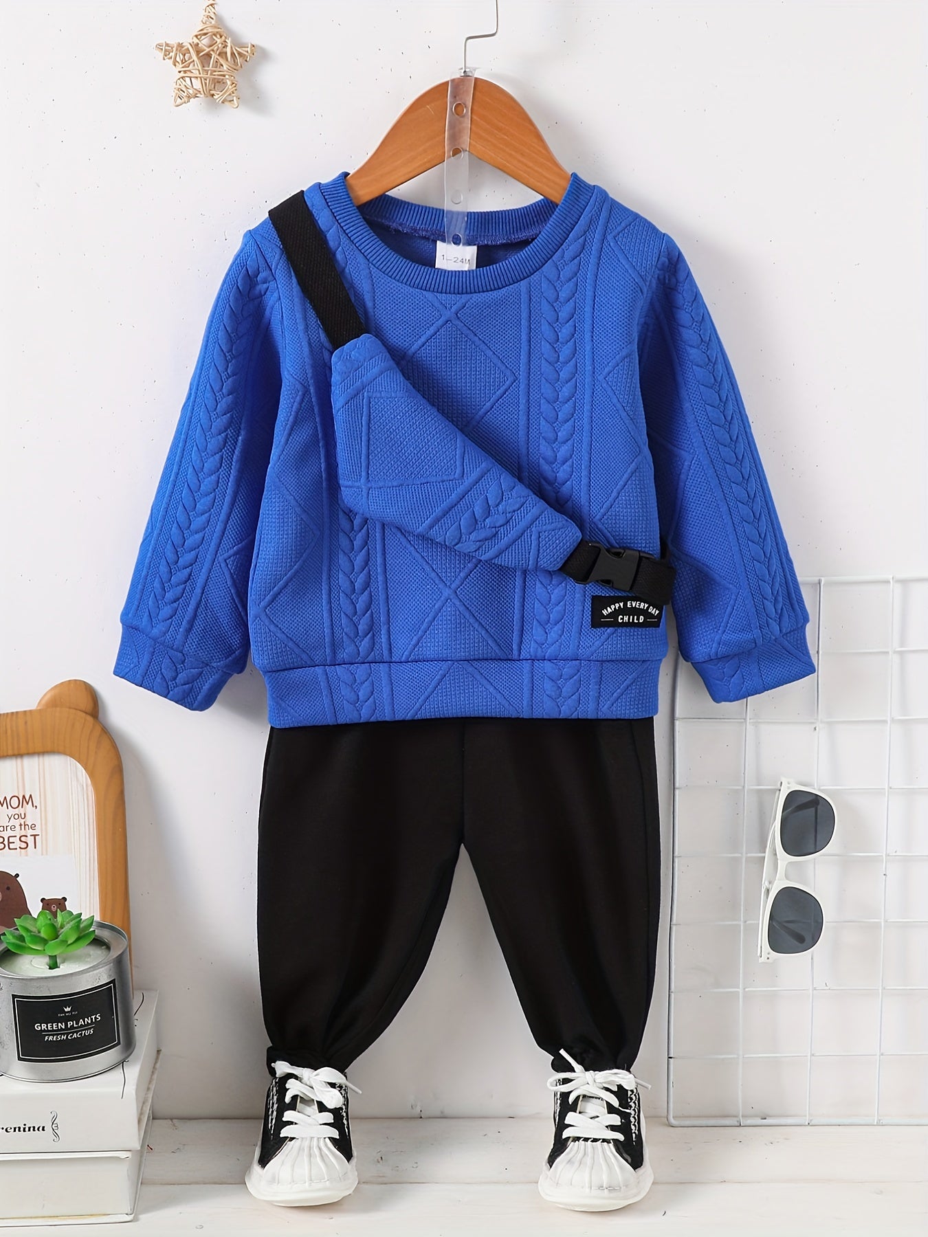 Jacquard Boy's 3pcs Sweatshirt Set Casual Outfit