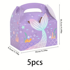 5pcs Mermaid Handbag Party Gift Box Mermaid Tail Pattern Packaging