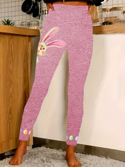Rabbit Print High Waist Leggings for Women