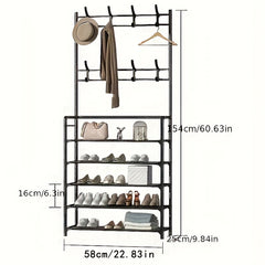 Carbon Steel Shoe & Hat Rack Standing Clothes Rack
