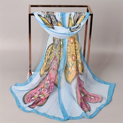 Geometric Flower Print Chiffon Scarf Thin Windproof Shawl