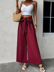 Wide Leg Pants Tie Waist Casual Style