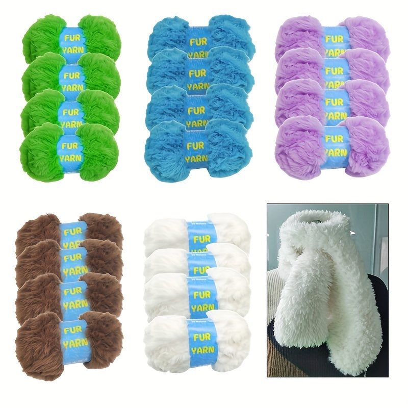 4pcs Faux Mink Fur Yarn for DIY Knitting/Crocheting