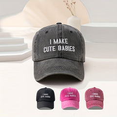 Washed Distressed Baseball Cap with BABIES Embroidery