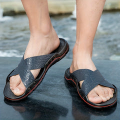 Men's Crocodile Pattern Quick Drying Slides for Beach Summer
