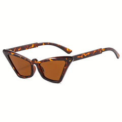 Men's Small Cat Eye Sunglasses Vintage Frame Flat Mirror PC Sunglasses