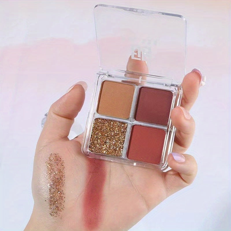 4-Color Glitter Eyeshadow Palette for Parties & Events