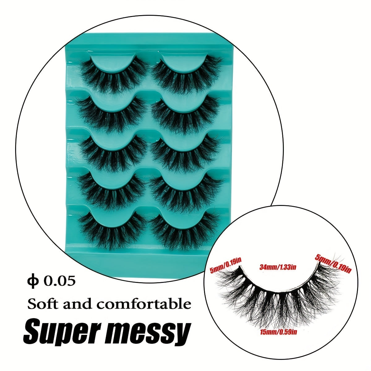 5 Pairs Messy Slender Fibers Fluffy False Eyelashes