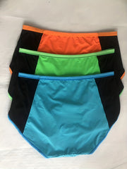 3 Pack Plus Size Panties Set Colorblock High Waisted Briefs