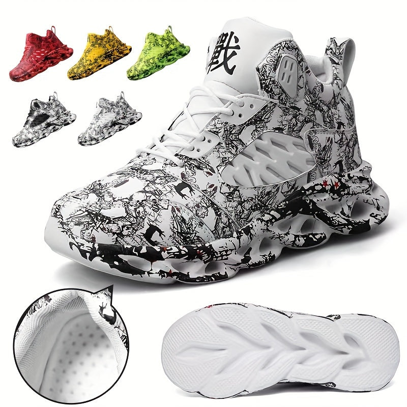 Boys Camo Lace Up Sneakers Breathable Non-slip Running Basketball Shoes