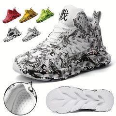 Boys Camo Lace Up Sneakers Breathable Non-slip Running Basketball Shoes