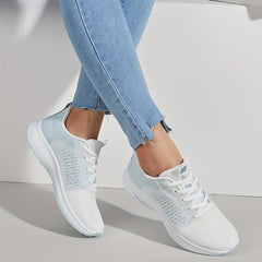 Women's Breathable Flying Woven Sneakers Low Top Lace Up Shoes