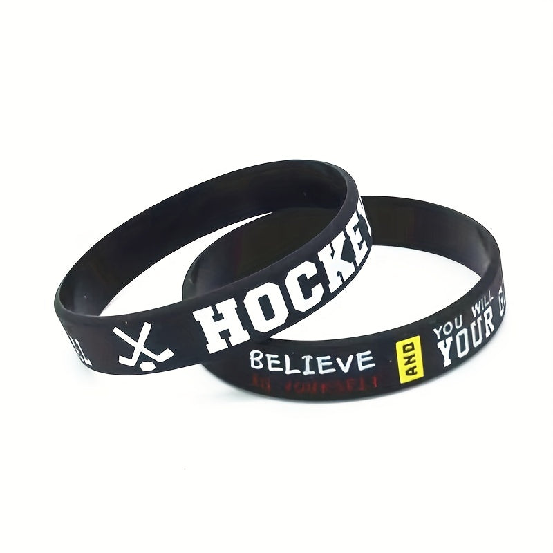 Hockey Win Victory Believe Silicone Bracelets Sports Rubber Wristband