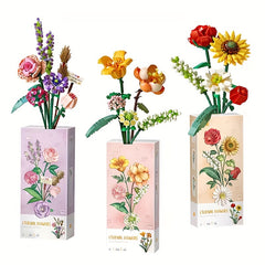 DIY Chrysanthemum Rose 3D Model Toy Mini Building Block Bouquet Home Decor