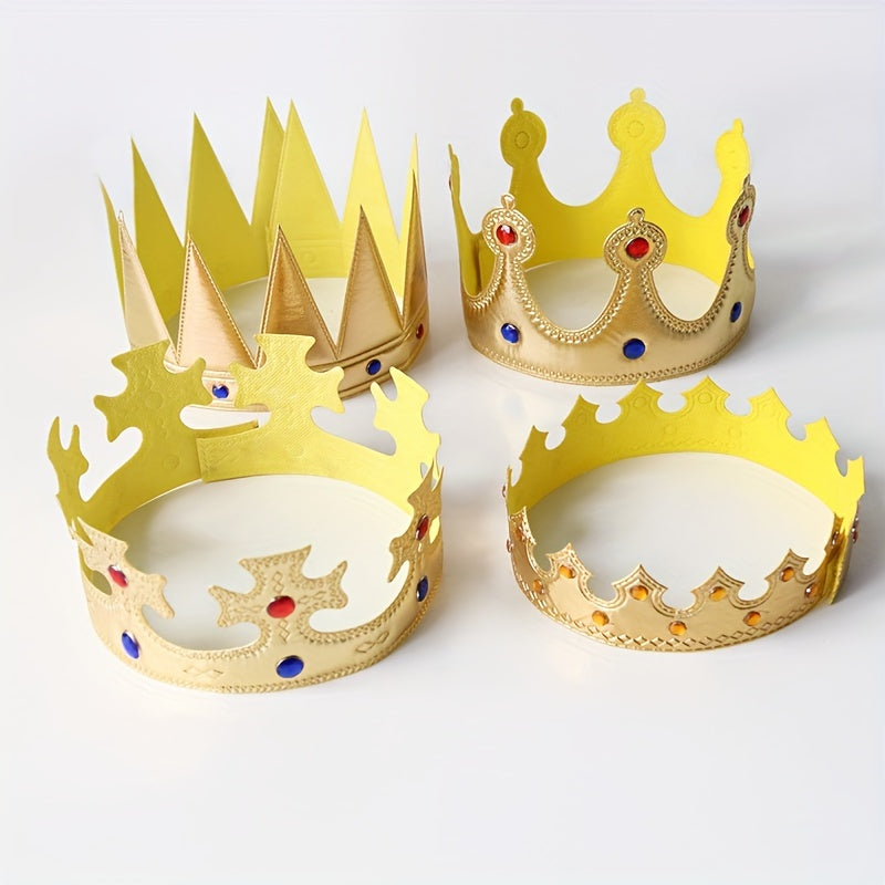4pcs Golden King Crowns Party Masquerade Dress Up