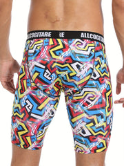 Men's Swim Boxers Geometric Print Hawaii Style Swimsuit Shorts