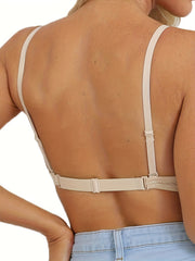 Solid Scoop Bra Comfy & Casual Plunge Bra Women's Lingerie