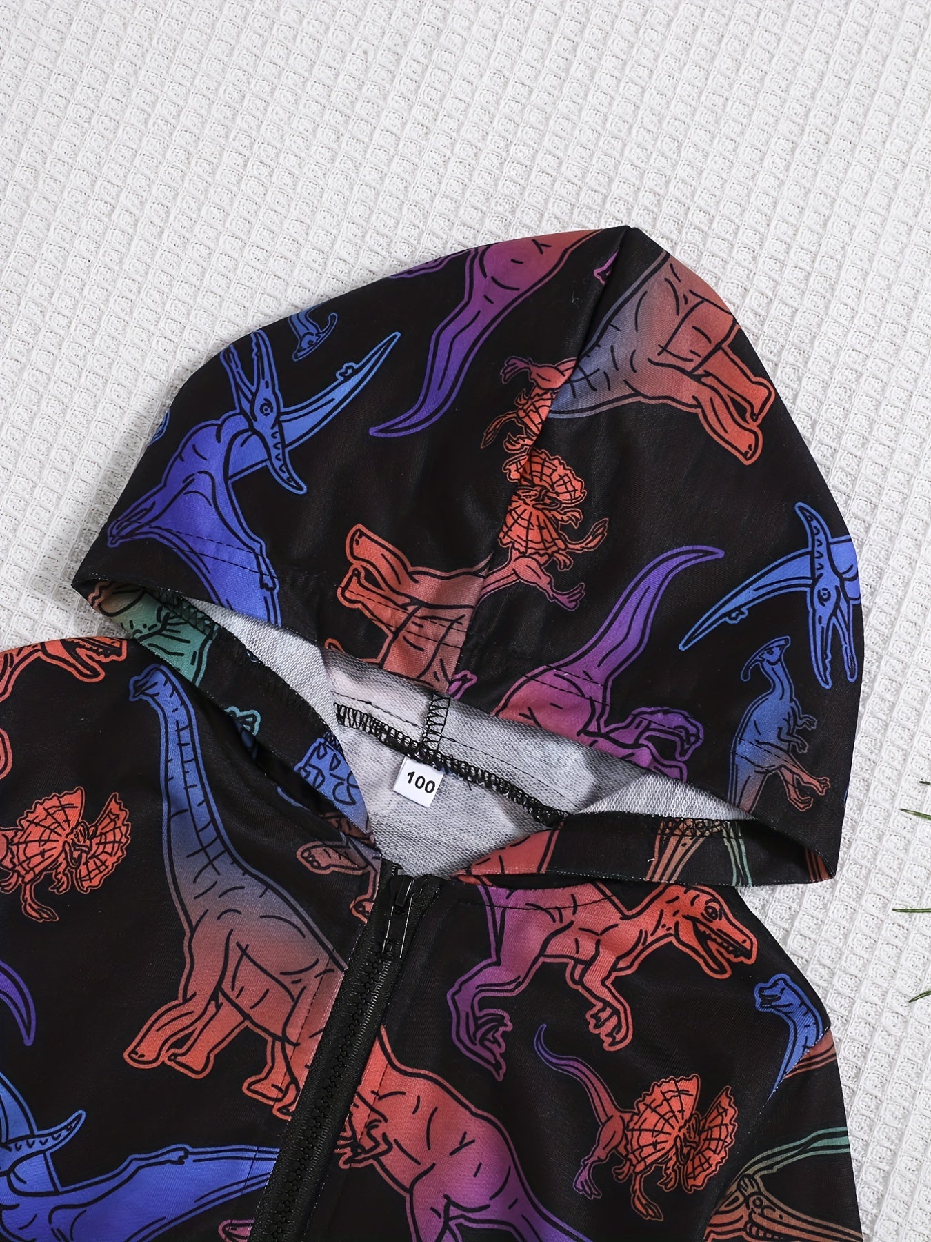 Kid's Cartoon Print Zipper Windbreaker Coat