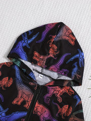 Kid's Cartoon Print Zipper Windbreaker Coat