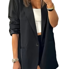 Basic Blazer Women's Solid Long Sleeve Workwear Blazer