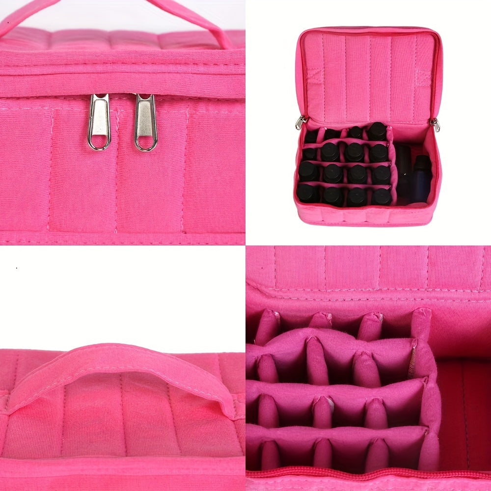Essential Oil Organizer Case Holds 17 Bottles Double Zipper Portable Handle