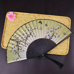 Chinese Style Dance Fan Flower Pattern Folding Fan Portable Floral Fan