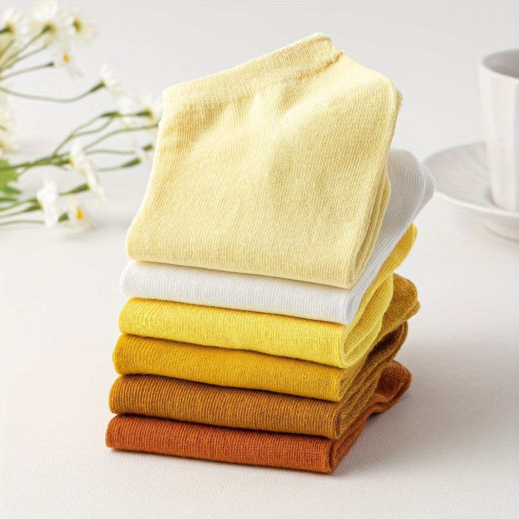 6 Pairs Crew Ankle Socks Comfy & Breathable Women's Stockings