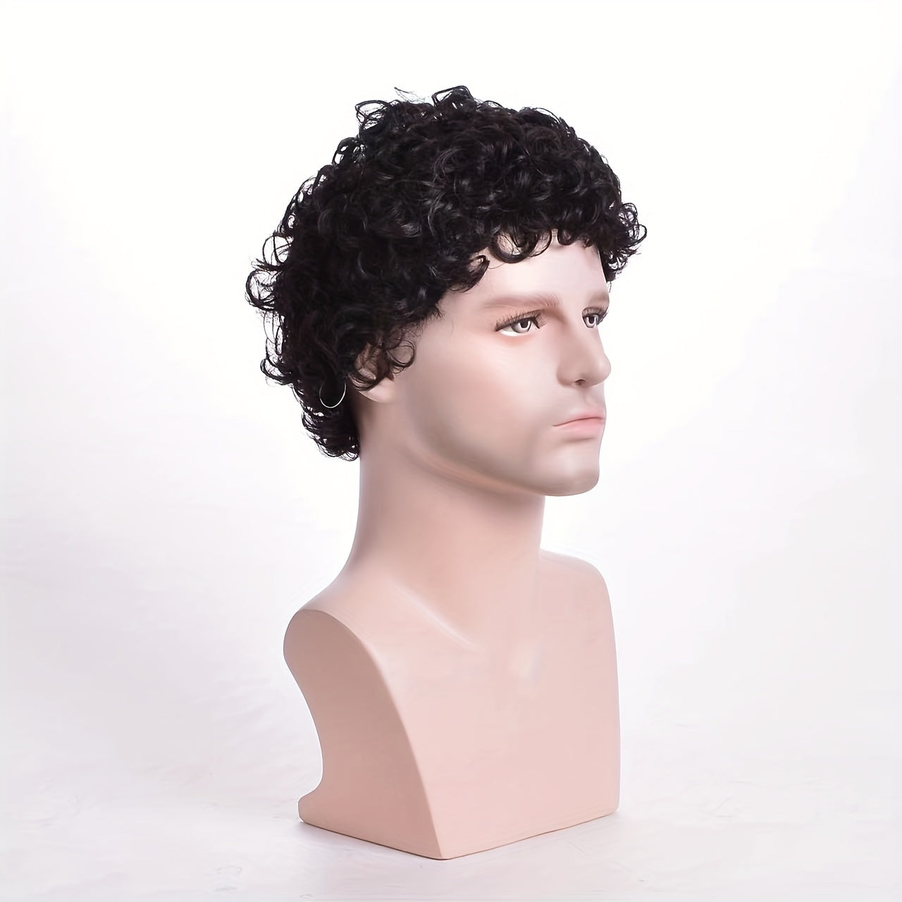 Men's Synthetic Curly Short Hair Natural Wig