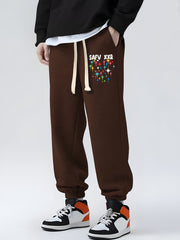Sparkle Print Drawstring Sweatpants Loose Fit Pants Men's Casual Joggers