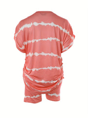 Tie Dye Striped Tee & Shorts Set