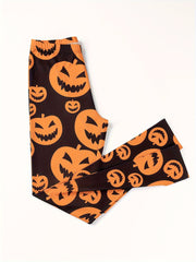 Halloween Pumpkin Print Yoga Leggings High Stretch Sports Tight Pants