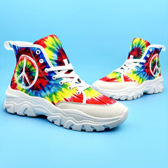 Colorful High Top Heighten Skate Shoes Wear Resistance Thermal Sneakers