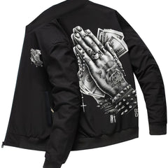 Men's Vintage Zip Up Jacket With Print