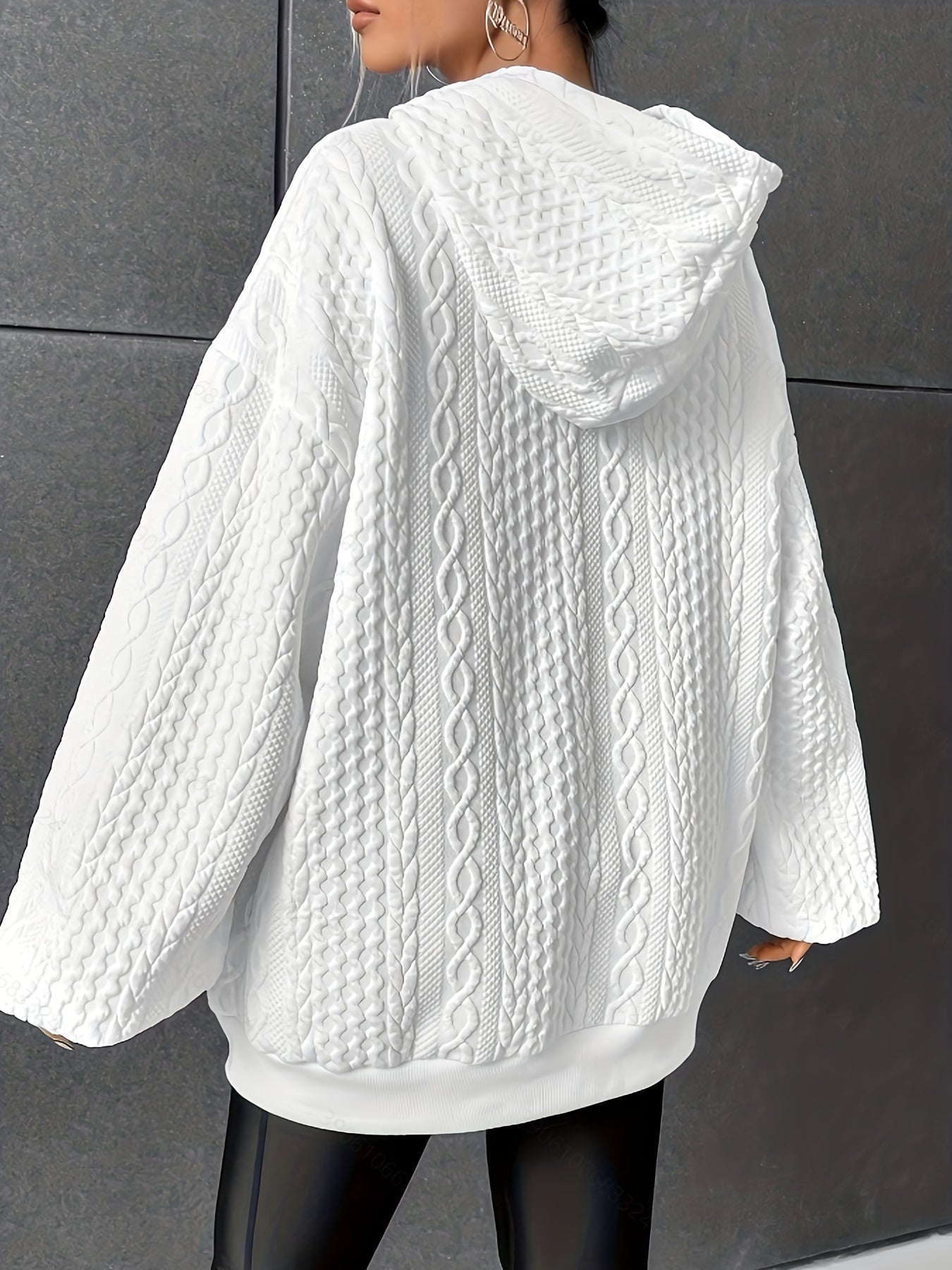 Textured Solid Drawstring Hoodie with Kangaroo Pockets