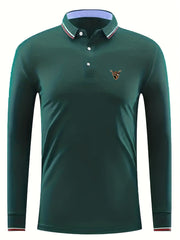 Men's Shield Print Long Sleeve Polo Shirt