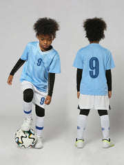 Boy's Striped Soccer Jersey & Moisture-Wicking Shorts Set