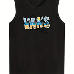 Boys Funny Letter Print Sport Tank Top for Kids