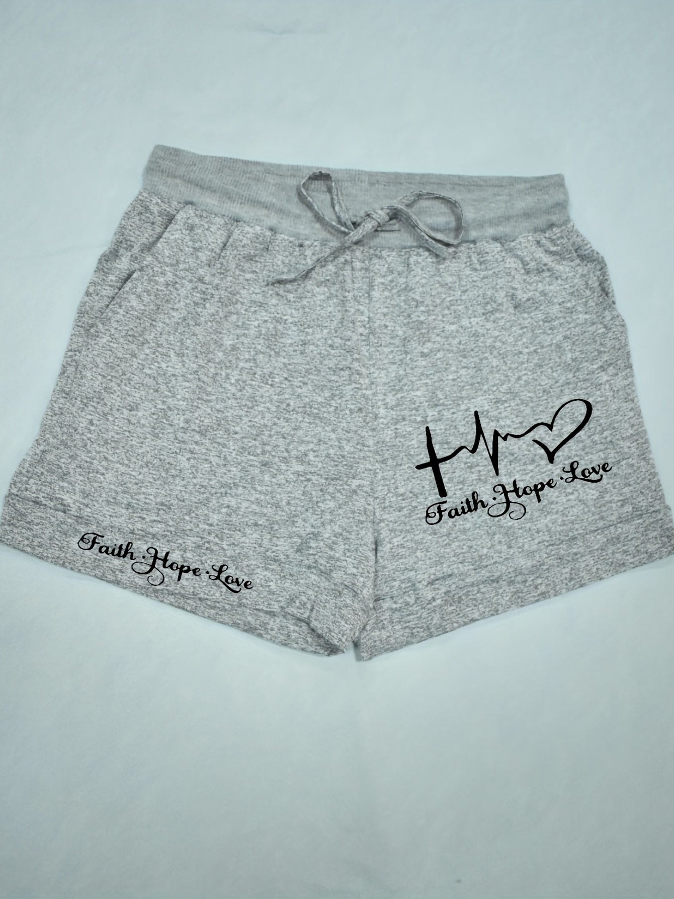 Faith & Love Print Shorts Drawstring Casual Shorts