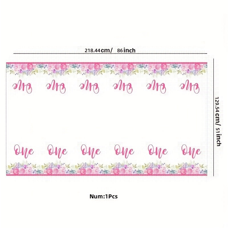 Pink One Themed Party Tablecloth Birthday Party Supplies
