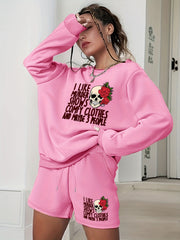 Halloween Graphic Print Sweatshirt & Shorts Set