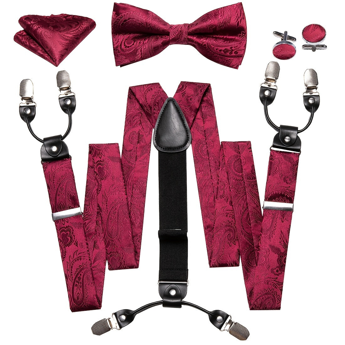 Barry Wang Men's Suspenders & Bowtie Set for Wedding Party Prom