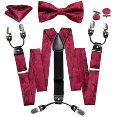 Barry Wang Men's Suspenders & Bowtie Set for Wedding Party Prom