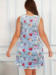 Floral Print V Neck Tank Sleep Dress