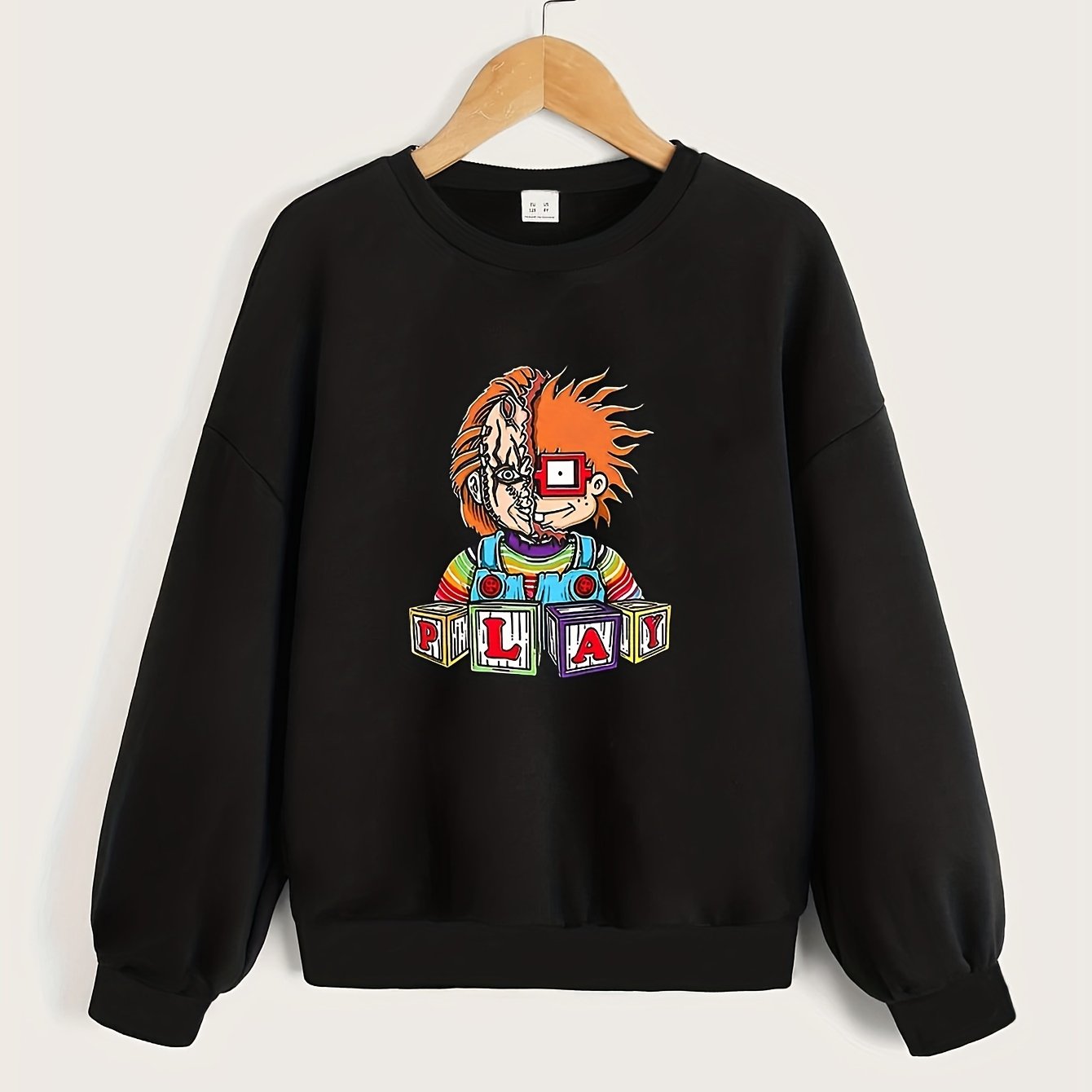 Comic Character Pattern Sweatshirt For Girls Long Sleeve Top Pullovers