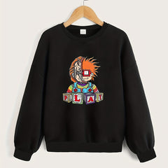 Comic Character Pattern Sweatshirt For Girls Long Sleeve Top Pullovers