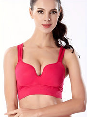 Solid Push Up Bra Comfy & Breathable Yoga Sports Bra