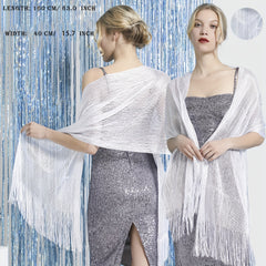 Tassel Glitter Shawl Long Wrap Solid Cover Up Party Prom Cape